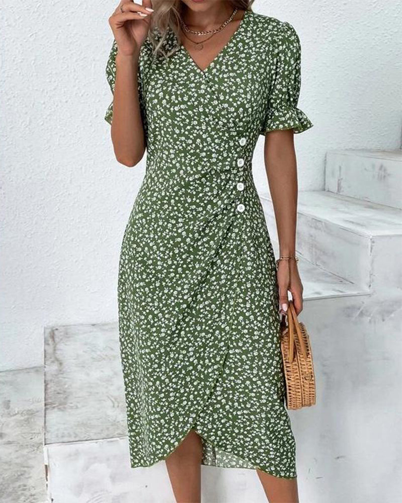 Sophie™ | Kortærmet Kjole med Blomsterprint 🌸✨