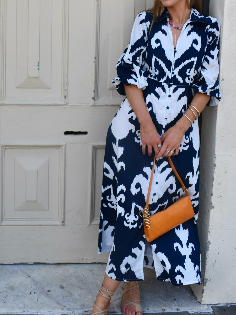 Elsa™ | Boho-Inspireret Maxikjole med Print og Knapper