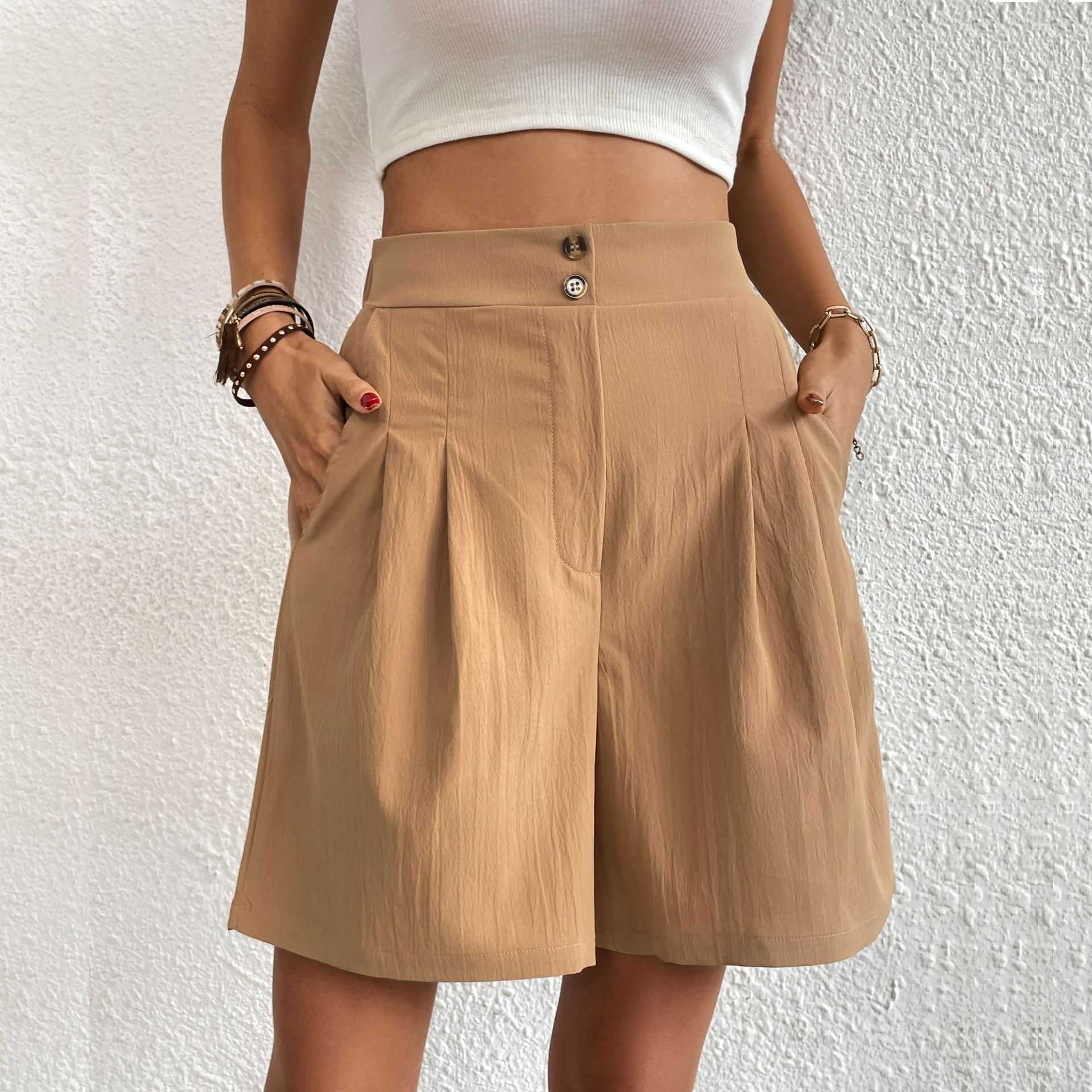 Idun™ | Stilfulde Højtaljede Plisserede Shorts