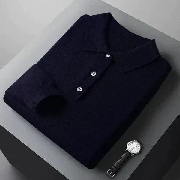 Hans™ | Langærmet poloshirt i kashmir