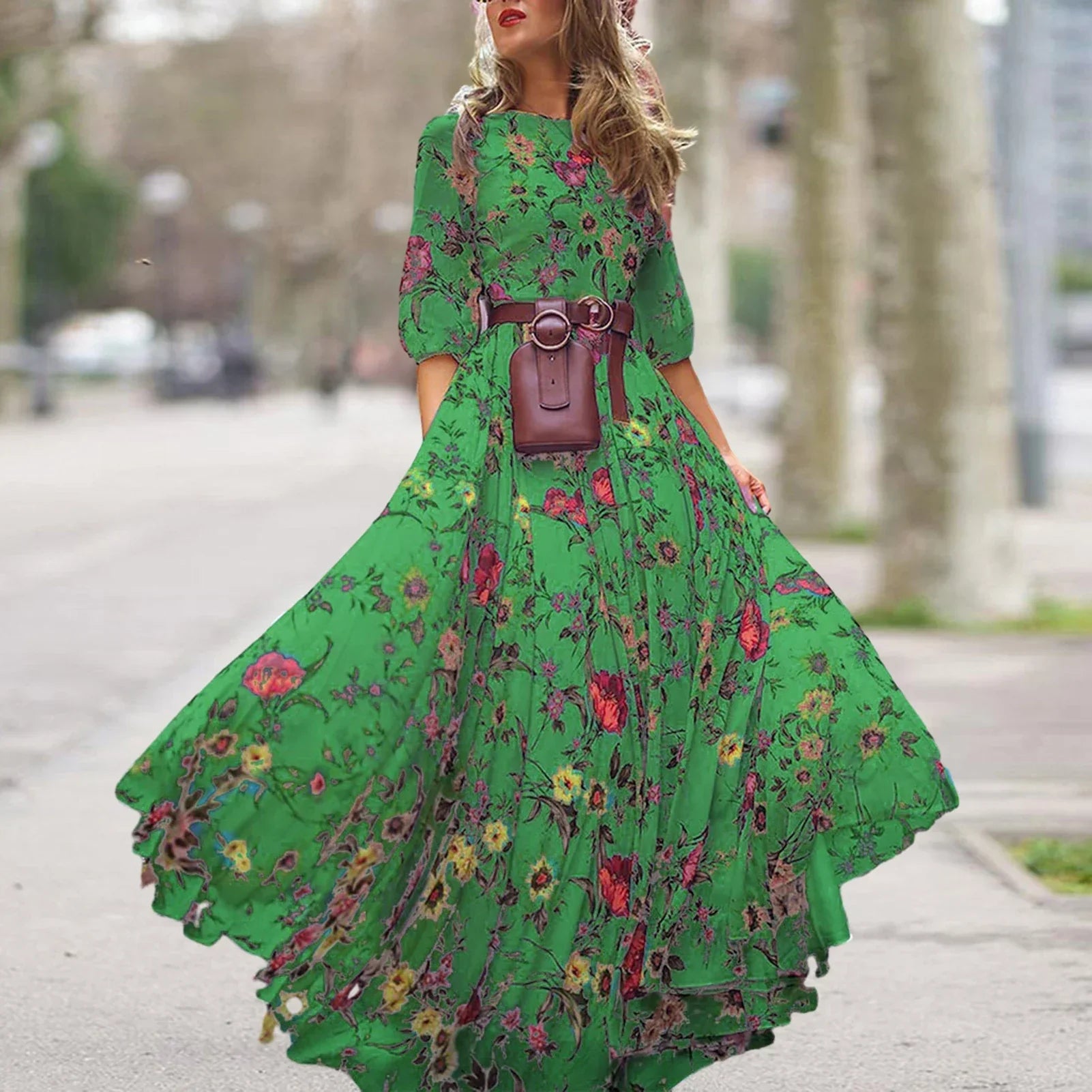 Klara™ | Blomstret Maxi Kjole med Elegant Swing