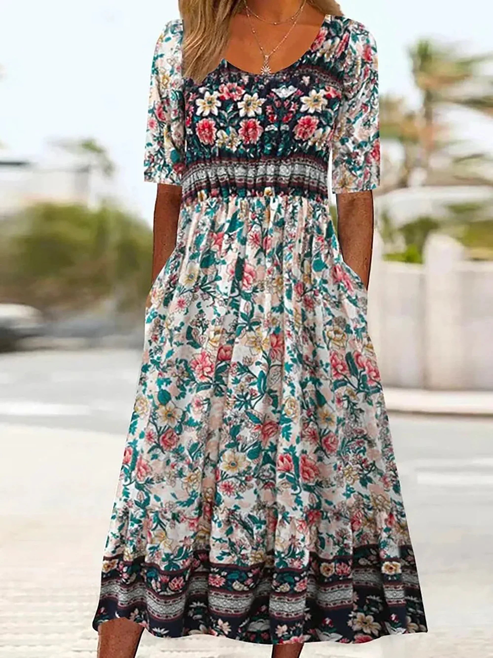 Solea™ | Boheme-inspireret sommerkjole med smukke prints