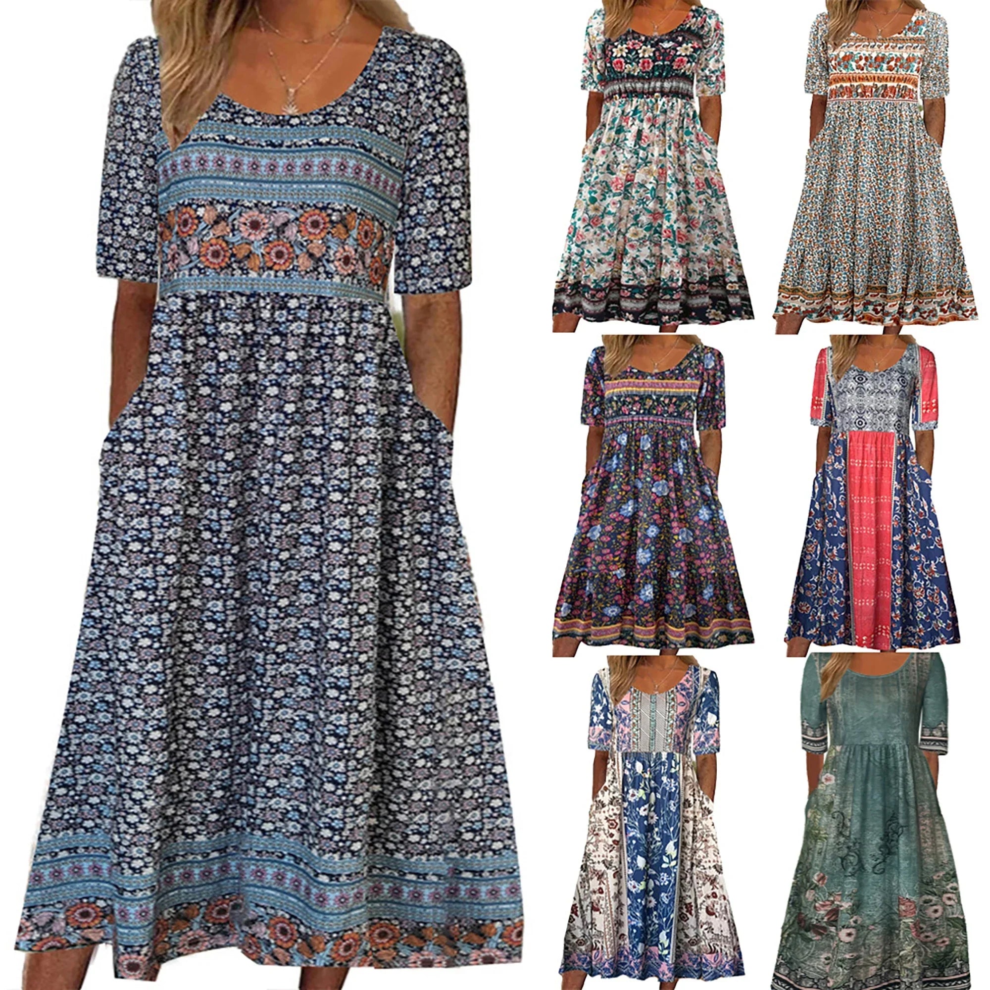Solea™ | Boheme-inspireret sommerkjole med smukke prints