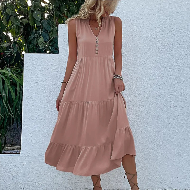 Alma™ | Luftig Maxi Kjole med Tidløs Elegance