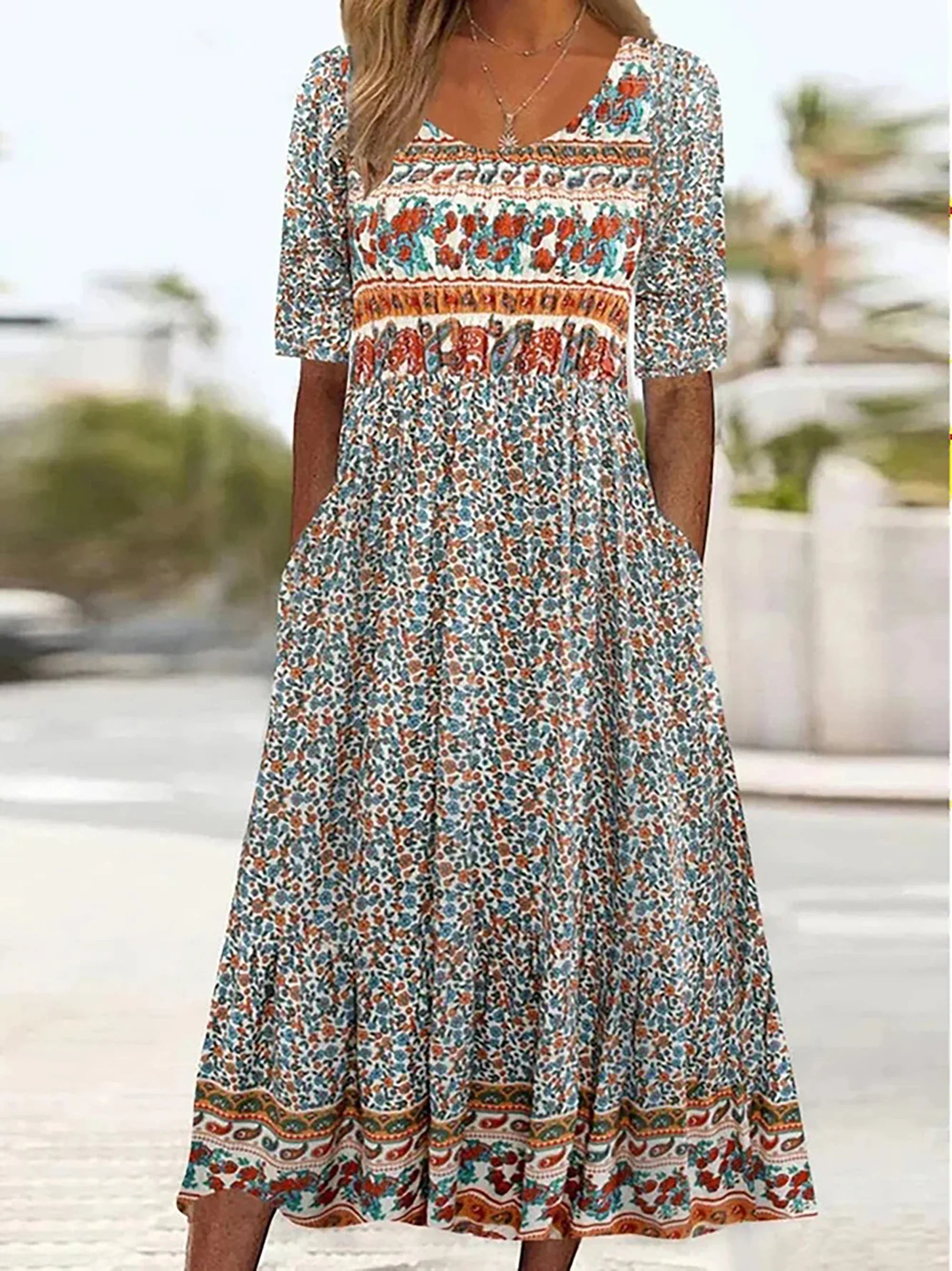 Solea™ | Boheme-inspireret sommerkjole med smukke prints