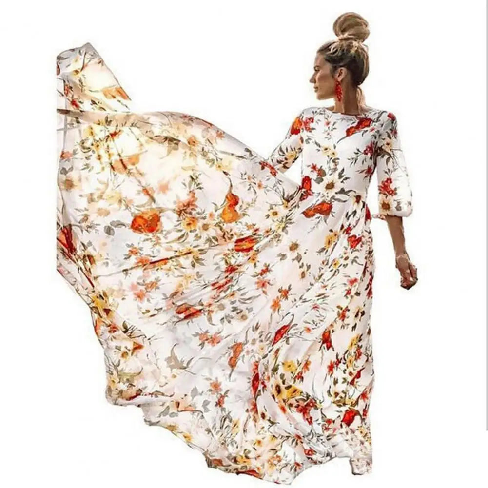 Klara™ | Blomstret Maxi Kjole med Elegant Swing