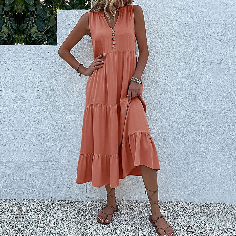 Alma™ | Luftig Maxi Kjole med Tidløs Elegance