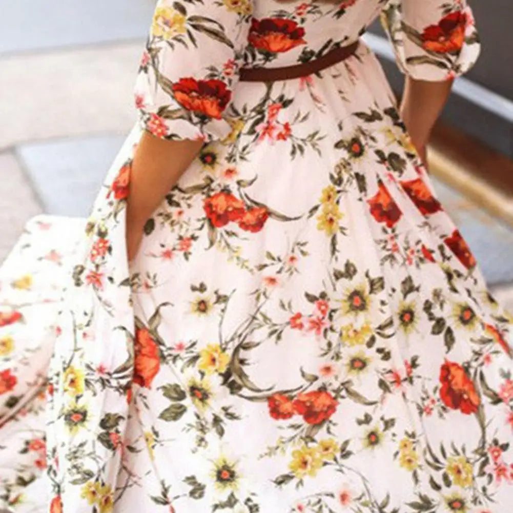 Klara™ | Blomstret Maxi Kjole med Elegant Swing