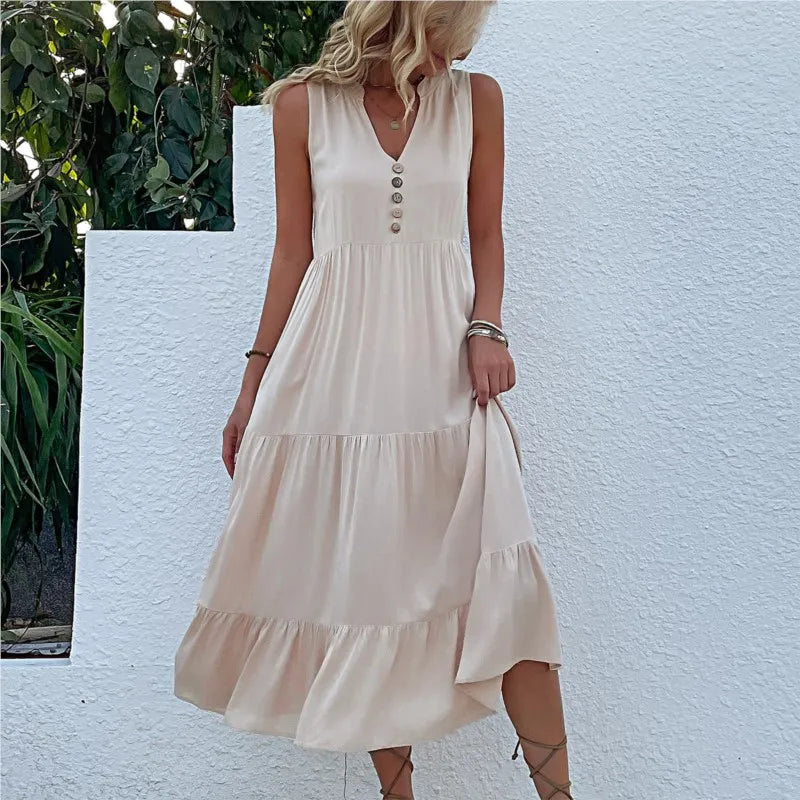 Alma™ | Luftig Maxi Kjole med Tidløs Elegance
