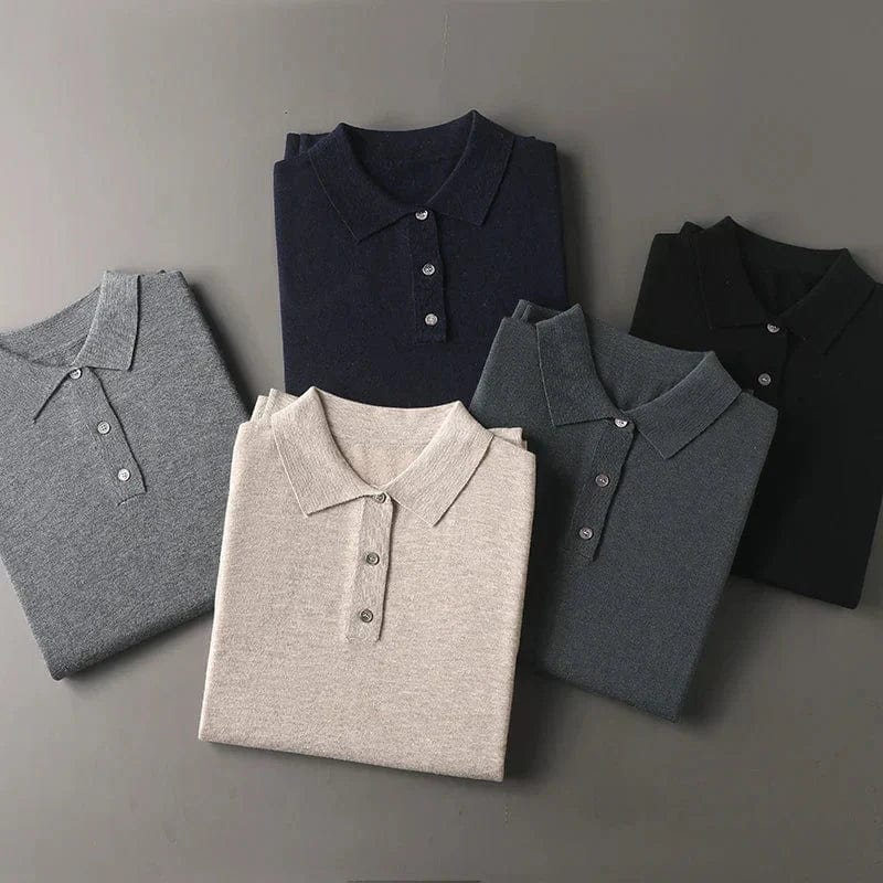 Hans™ | Langærmet poloshirt i kashmir
