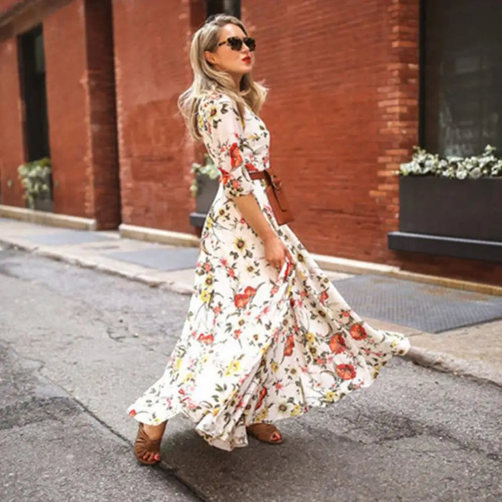 Klara™ | Blomstret Maxi Kjole med Elegant Swing