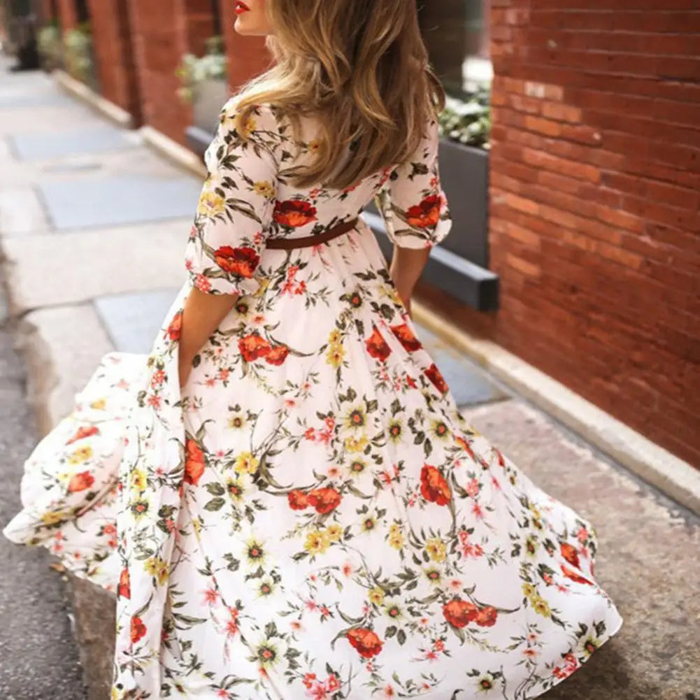Klara™ | Blomstret Maxi Kjole med Elegant Swing