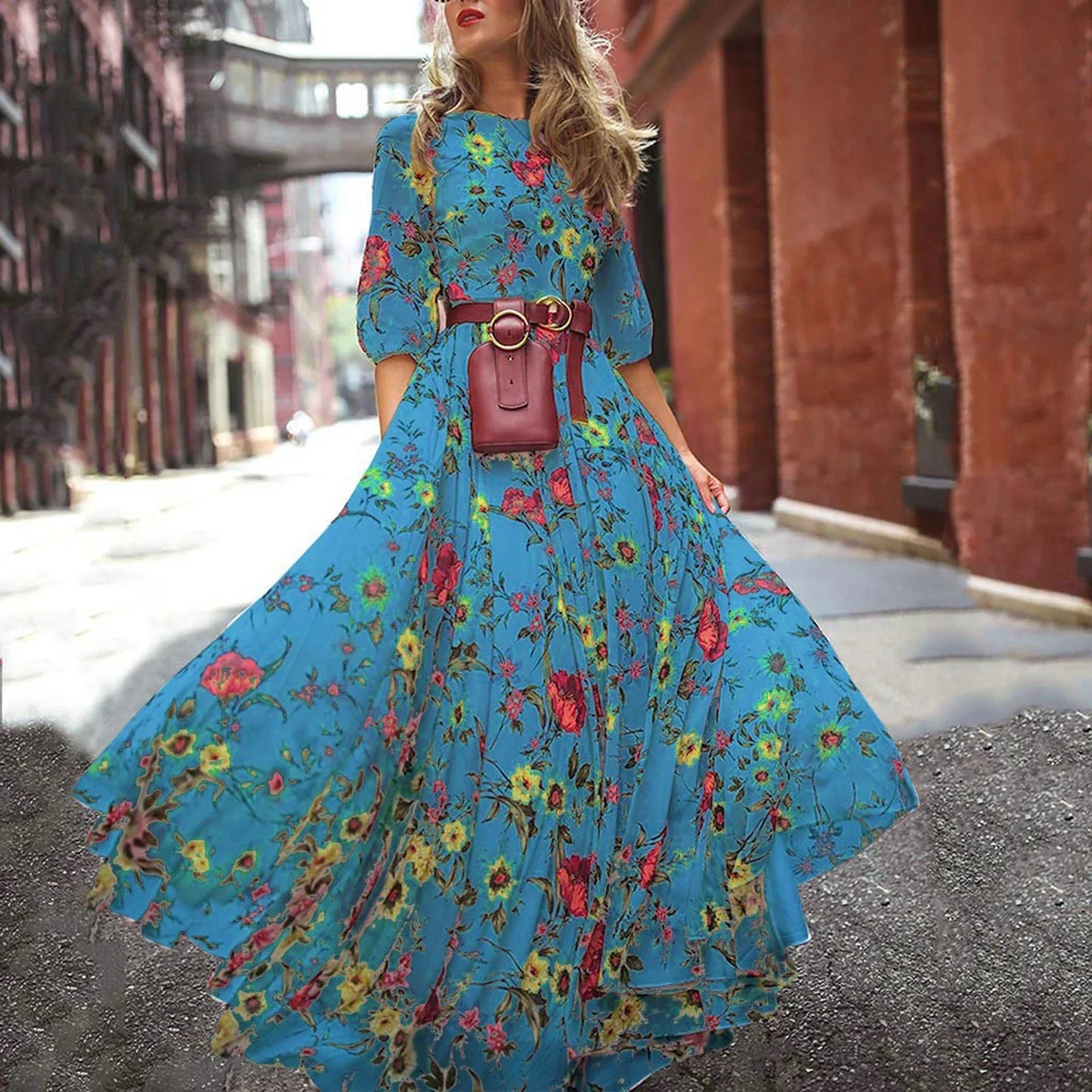 Klara™ | Blomstret Maxi Kjole med Elegant Swing