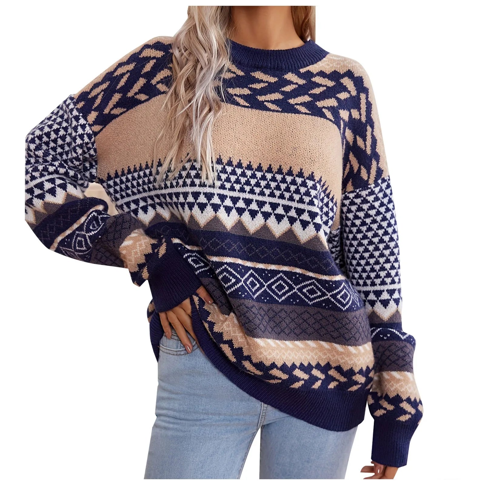 Tundra™ | Retro Strikket Trøje med Kontrast