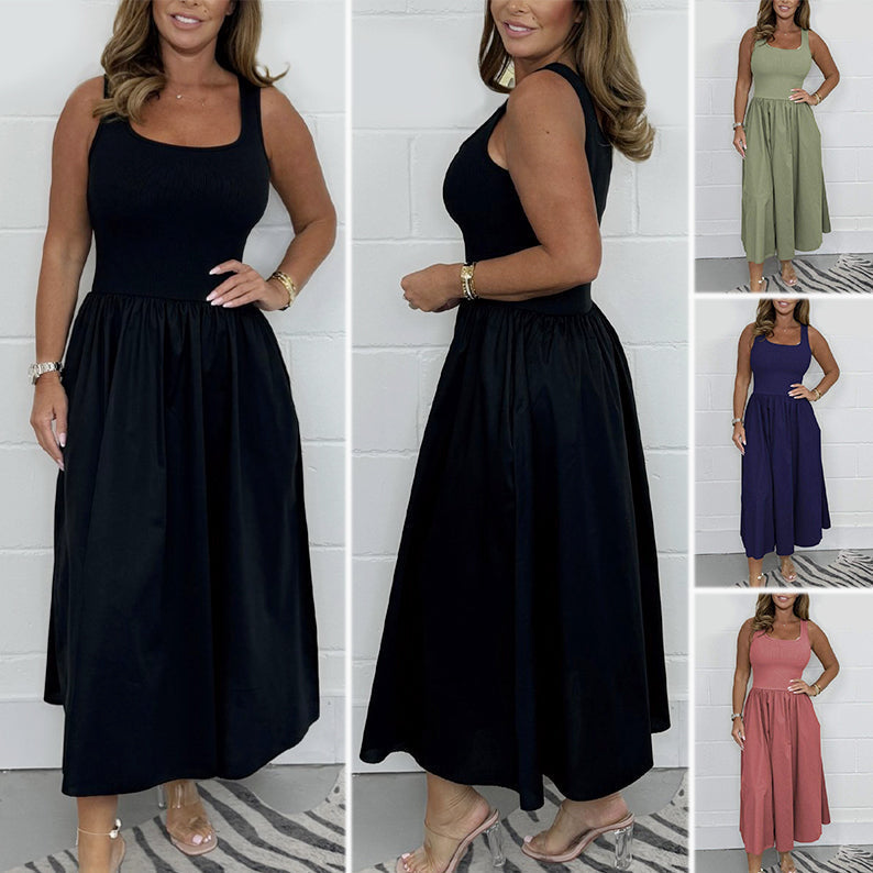 Anne™ | Elegant ensfarvet sommerkjole